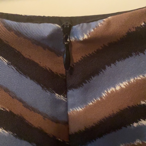Leona by Lauren Leonard Blue/Brown Retro Silk Mini Skirt - Picture 5 of 6